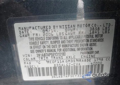 2014 Nissan Sentra Sl from USA, damaged, VIN 3N1AB7AP5EY310180